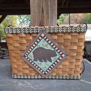 Handcrafted Woven Basket with Bear Design